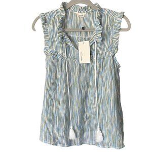 NWT Anthropologie The Korner  Babydoll Airy Flowy Blouse with Tassels Sz S